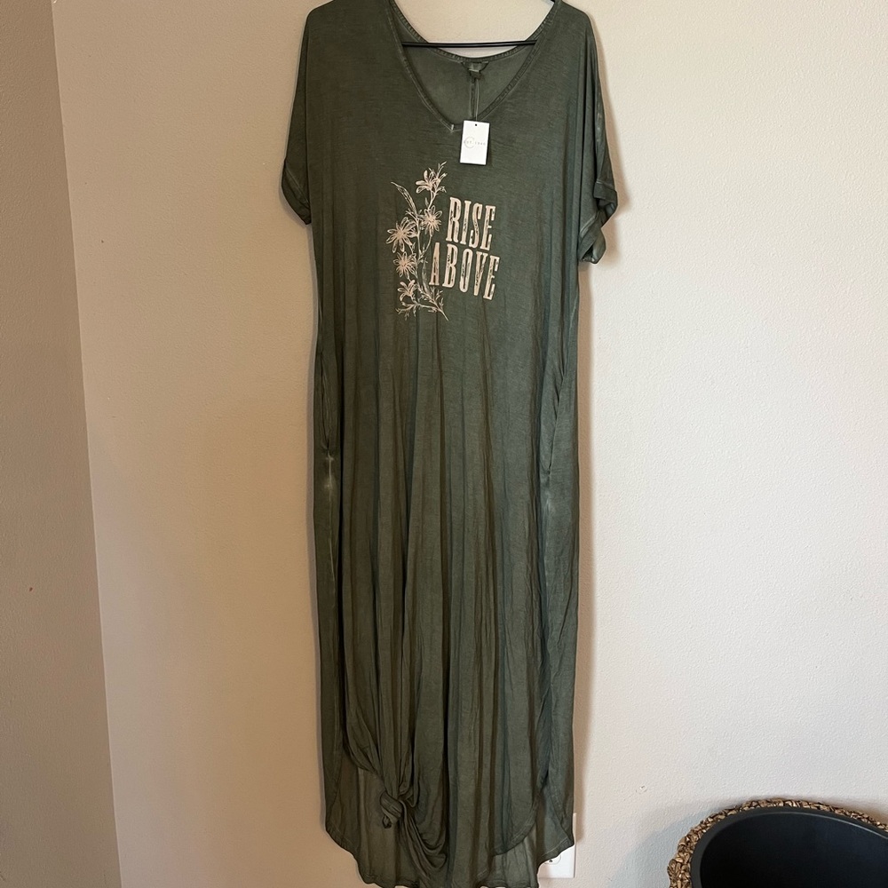 Plus size army green maxi dress